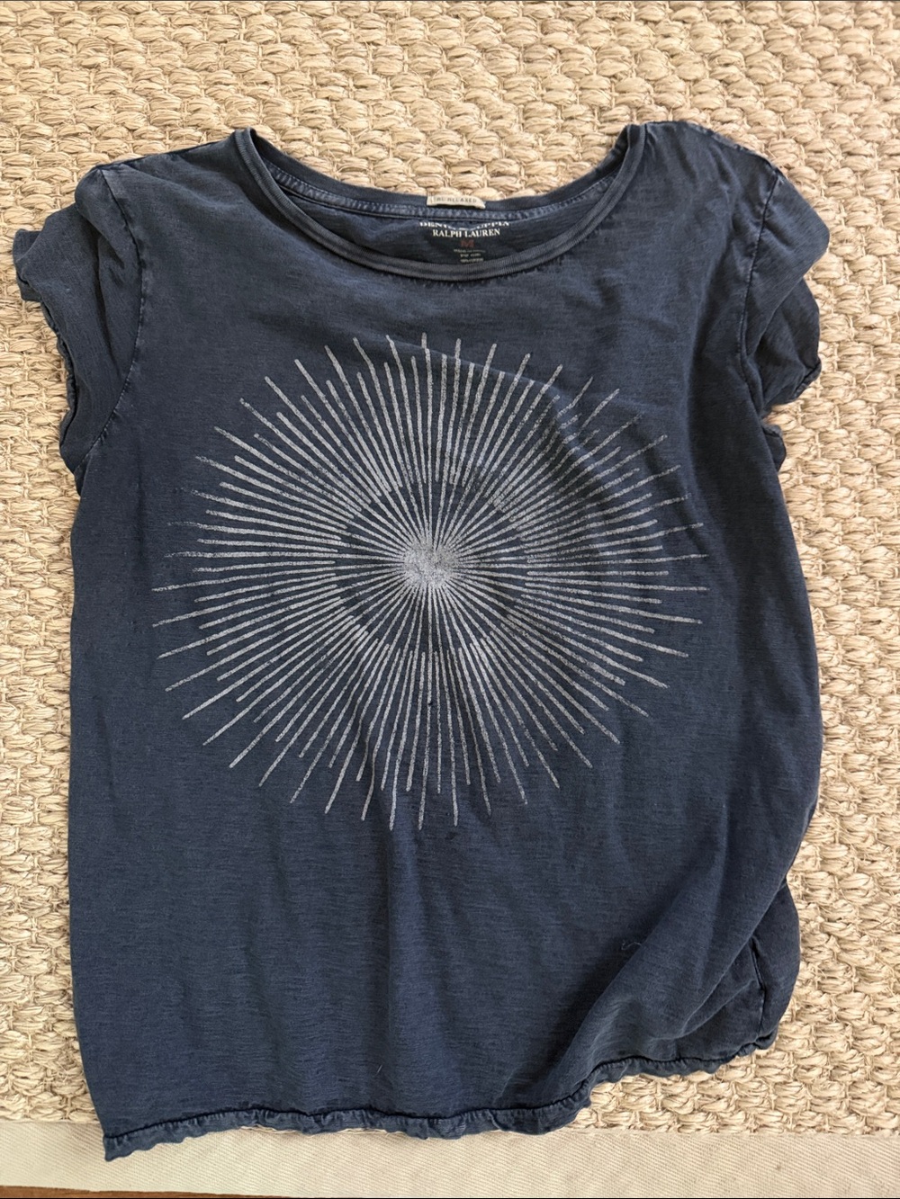Ralph Lauren Navy Short-Sleeve Tee with Silver Sunburst Graphic